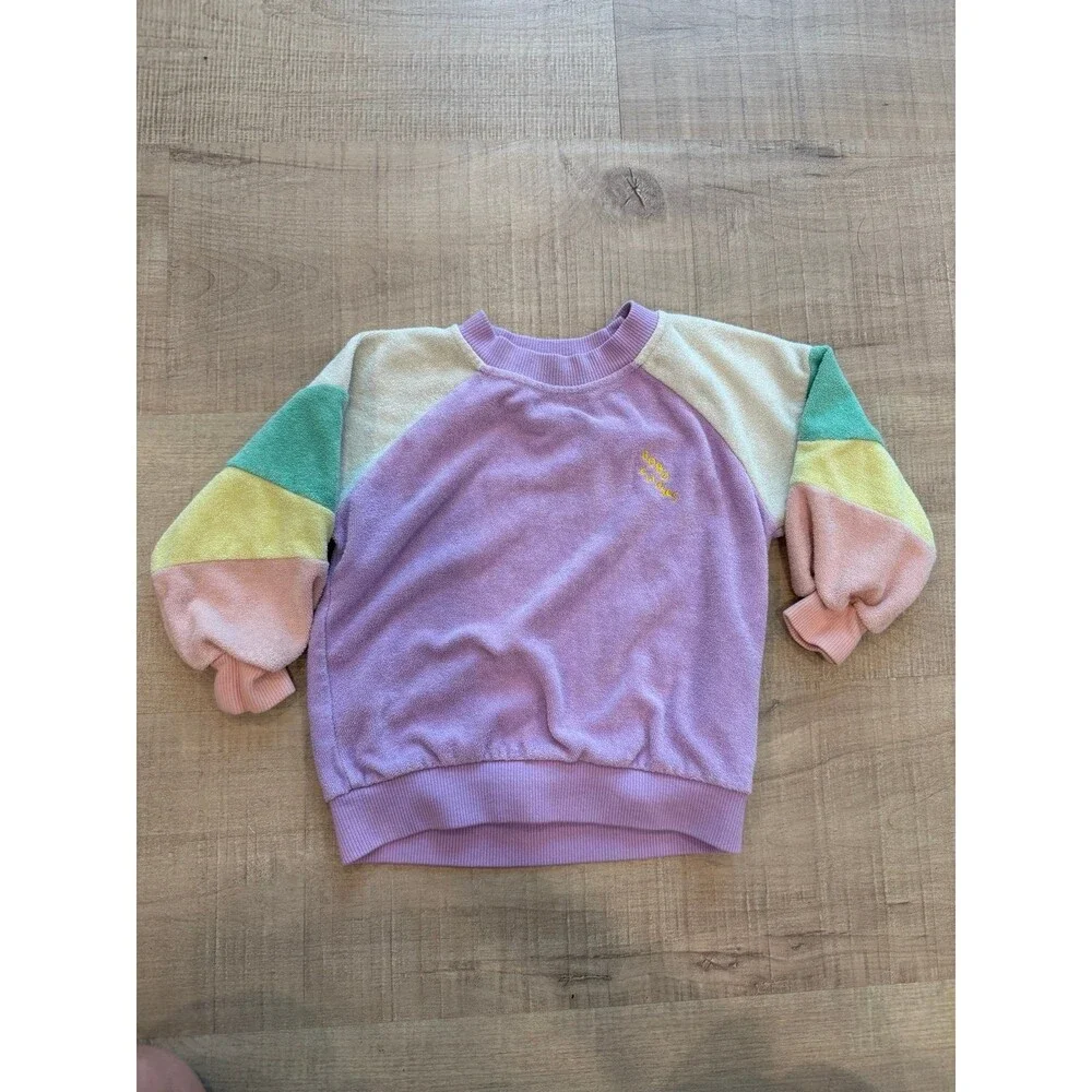 BoboChoses Lilac Terry Cloth Color Block Sweatshirt